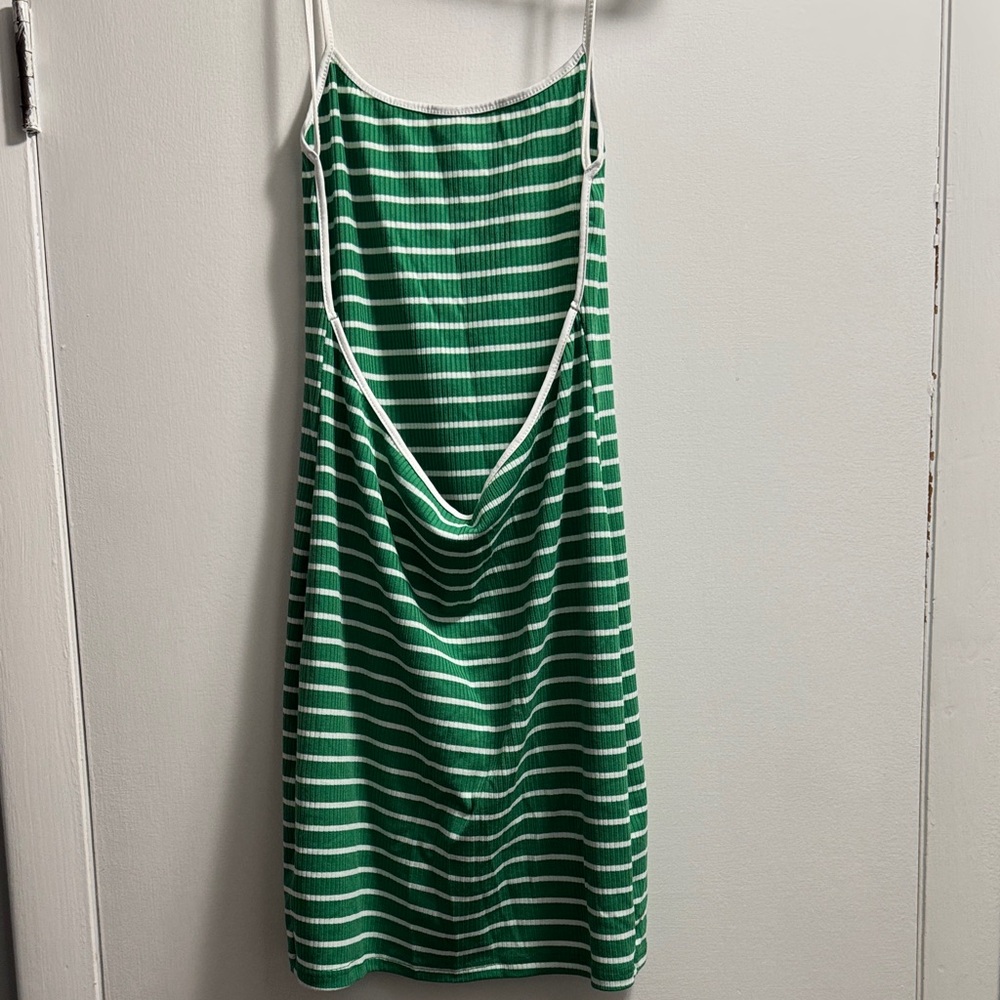 SHEIN Green and White Striped Midi Dress - Picture 2 of 2